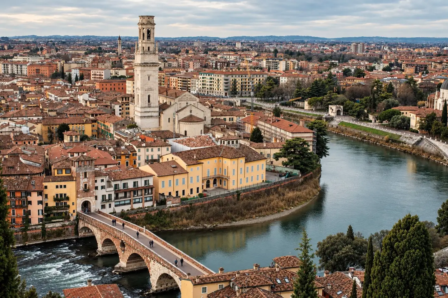 Verona bending with the Adige, Veneto